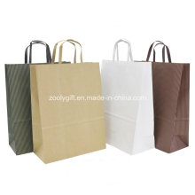 Eco-Friendly Natural marrón Kraft regalo de papel bolsas de embalaje Manijas planas